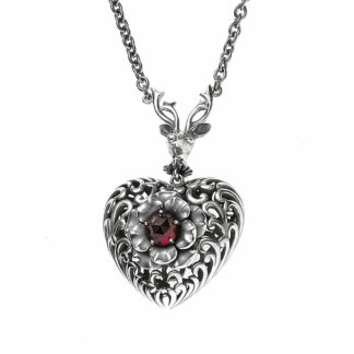 Collier "Herz/Hirsch" 925 Silber mit Granat