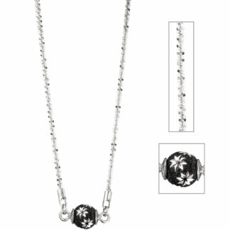 Collier mit Kugelanhänger "Blumen" 925 Silber
