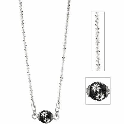 Collier mit Kugelanhänger "Blumen" 925 Silber