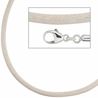 Collier Seide beige mit Karabinerverschluss 925 Silber