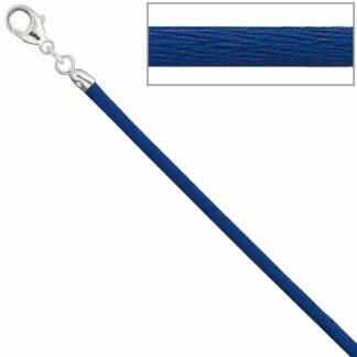 Collier Seide blau mit Karabinerverschluss 925 Silber