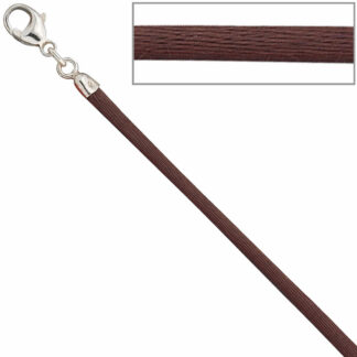 Collier Seide braun mit Karabinerverschluss 925 Silber
