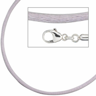 Collier Seide flieder mit Karabinerverschluss 925 Silber