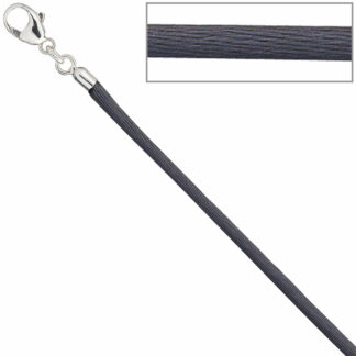 Collier Seide grau mit Karabinerverschluss 925 Silber