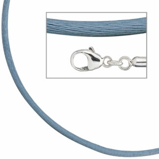 Collier Seide hellblau mit Karabinerverschluss 925 Silber