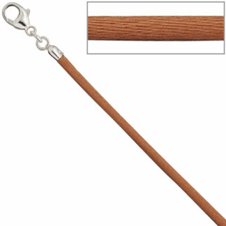 Collier Seide kupferfarben mit Karabinerverschluss 925 Silber