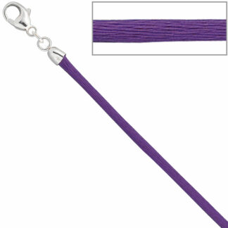 Collier Seide lila mit Karabinerverschluss 925 Silber