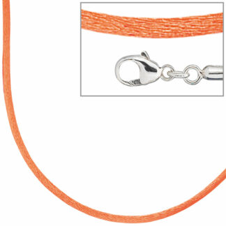 Collier Seide orange mit Karabinerverschluss 925 Silber