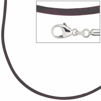 Collier Seide pflaume mit Karabinerverschluss 925 Silber