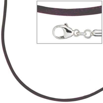 Collier Seide pflaume mit Karabinerverschluss 925 Silber