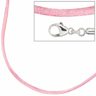 Collier Seide pink mit Karabinerverschluss 925 Silber