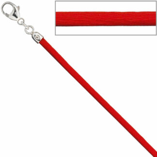 Collier Seide rot mit Karabinerverschluss 925 Silber
