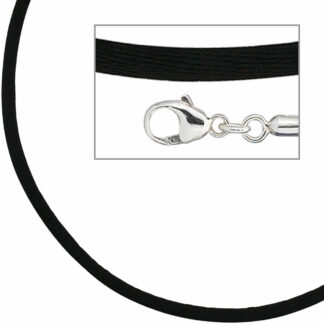 Collier Seide schwarz mit Karabinerverschluss 925 Silber