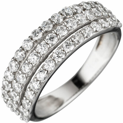Ring 925 Silber mit Zirkonia weiß dreireihig