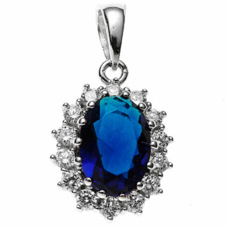 Anhänger 925 Silber mit Zirkonia blau und weiß