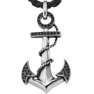 Anhänger "Anker" Edelstahl mit Zirkonia schwarz