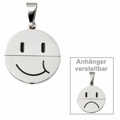 Anhänger "Gesicht lachend/traurig" Edelstahl
