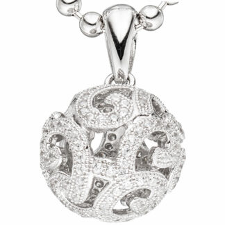Anhänger Kugel 925 Silber mit Zirkonia weiß Spiral-Design