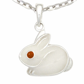 Kinder Anhänger "Hase" 925 Silber mit Lack rot/weiß