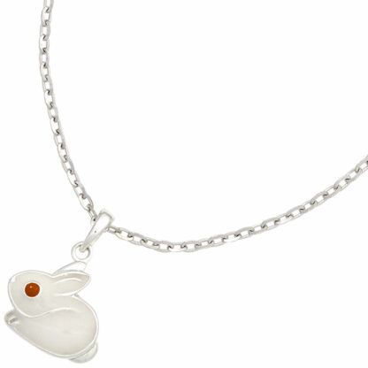 Kinder Anhänger "Hase" 925 Silber mit Lack rot/weiß – Bild 2