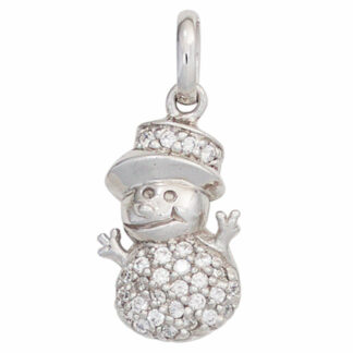 Kinder Anhänger "Schneemann" 925 Silber mit Zirkonia weiß