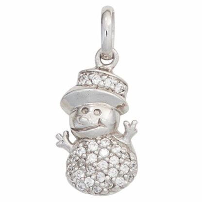Kinder Anhänger "Schneemann" 925 Silber mit Zirkonia weiß