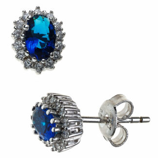 Ohrstecker 925 Silber mit Zirkonia in blau und weiß