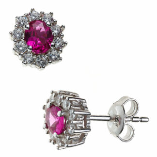 Ohrstecker 925 Silber mit Zirkonia in rot und weiß