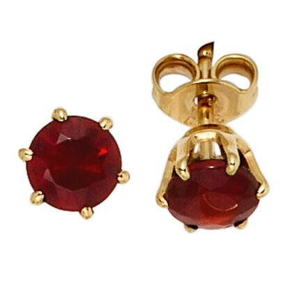 Ohrstecker Solitär 585 Gelbgold mit Granat rot