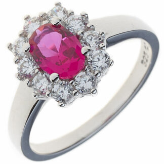Ring 925 Silber mit Zirkonia in rot und weiß