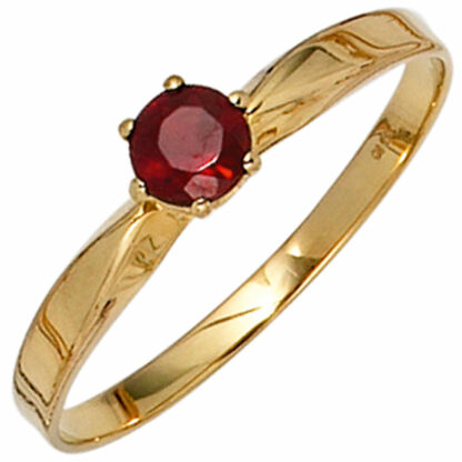 Ring Solitär 585 Gelbgold mit Granat rot