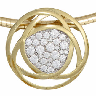 Anhänger Blüten-Design abstrakt 333 Gelbgold mit Zirkonia weiß