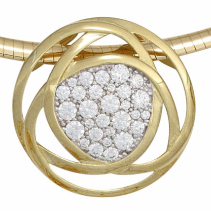 Anhänger Blüten-Design abstrakt 333 Gelbgold mit Zirkonia weiß