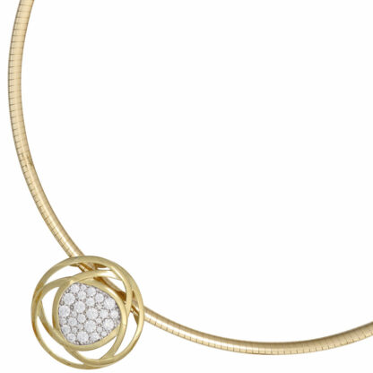 Anhänger Blüten-Design abstrakt 333 Gelbgold mit Zirkonia weiß – Bild 2