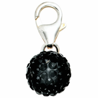 Charm "Kugel" 925 Silber und schwarzes Glas