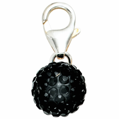 Charm "Kugel" 925 Silber und schwarzes Glas