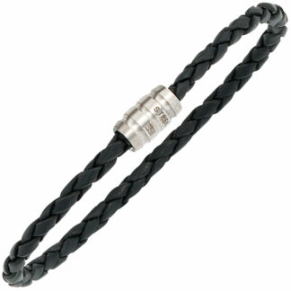 Flecht-Leder-Armband schwarz mit Magnetverschluss 3,3 mm