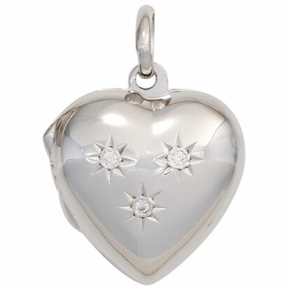 Herz-Medaillon 925 Silber mit Blütendekor und Zirkonia