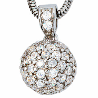 Kugel-Anhänger 925 Silber mit Zirkonia rundum