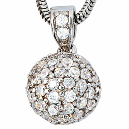 Kugel-Anhänger 925 Silber mit Zirkonia rundum