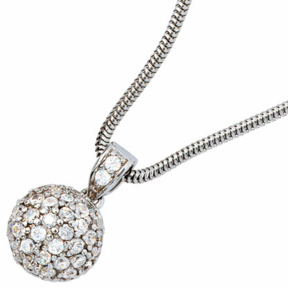 Kugel-Anhänger 925 Silber mit Zirkonia rundum – Bild 2