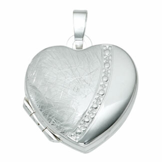 Medaillon "Herz" 925 Silber/teileismatt mit Dekor-Diagonale