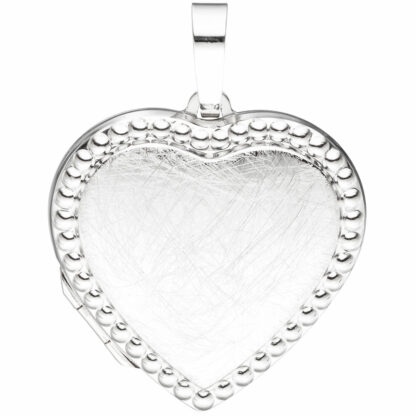 Medaillon "Herz" 925 Silber/teileismatt Kügelchen-Dekor