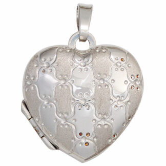 Medaillon "Herz" Blumendekor 925 Silber
