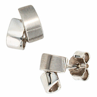 Ohrstecker 375 Weißgold/teilmattiert geometrisch