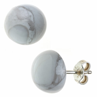 Ohrstecker 925 Silber mit Howlith rund 10 mm