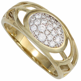 Ring 333 Gelbgold mit 22 Zirkonia weiß