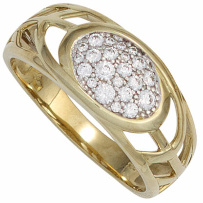 Ring 333 Gelbgold mit 22 Zirkonia weiß