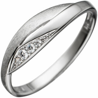 Ring 333 Weißgold/teilmattiert mit 4 Zirkonia weiß