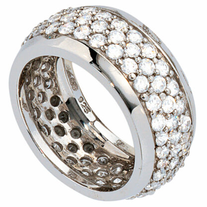 Ring 925 Silber mit Zirkonia 3-reihig rundum